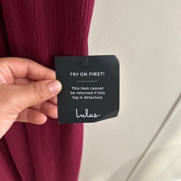 Lulus Burgundy Wide-Leg Jumpsuit NWT | Women’s Small | Flutter Sleeve Deep V - Picture 5 of 9